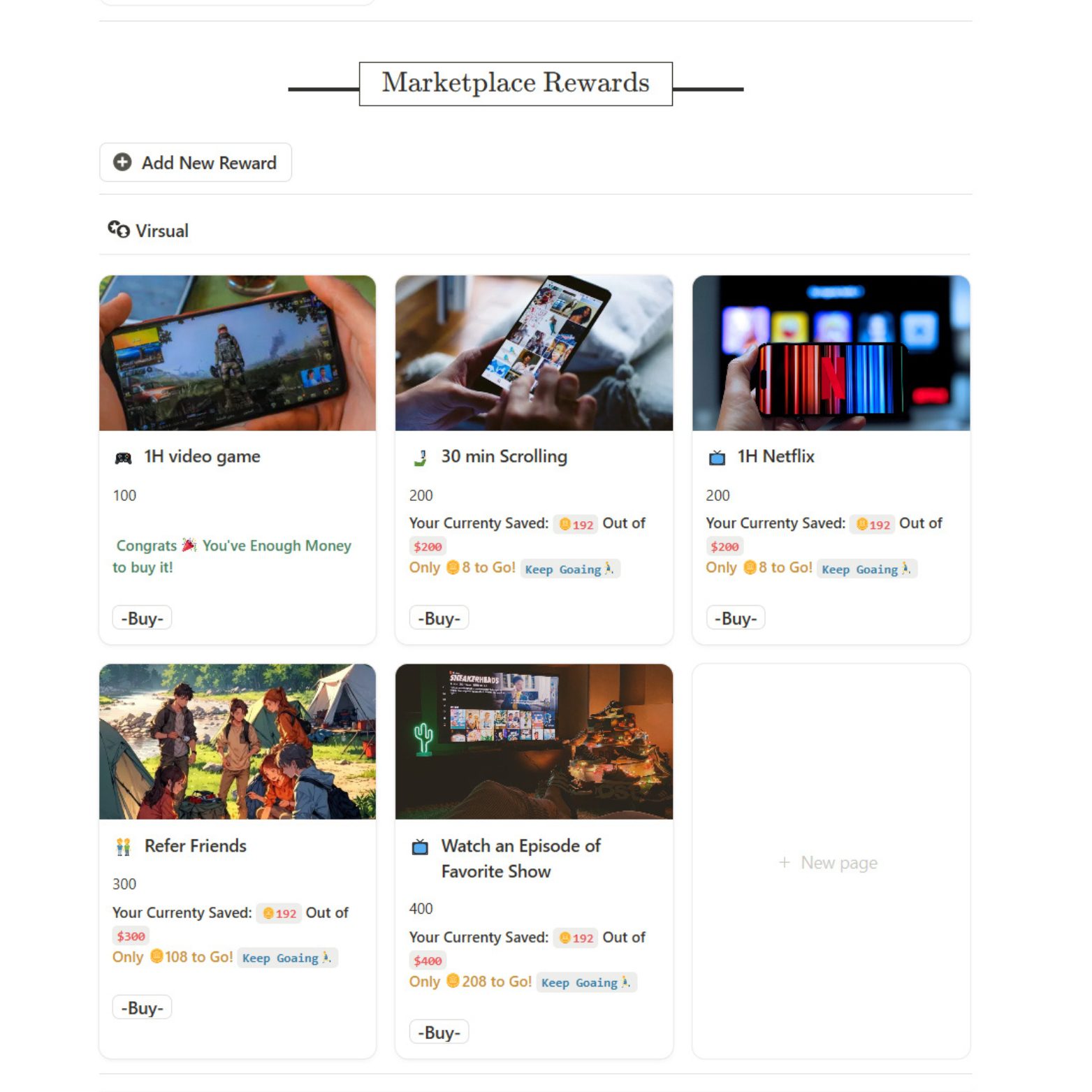 Marketplace rewards - RPG Habits Tracker Notion template - Notion Done by RAED