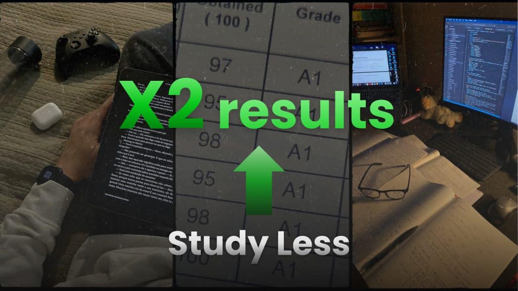Student mixing different subjects in one study session using simple blocks and practice questions to learn faster and remember more