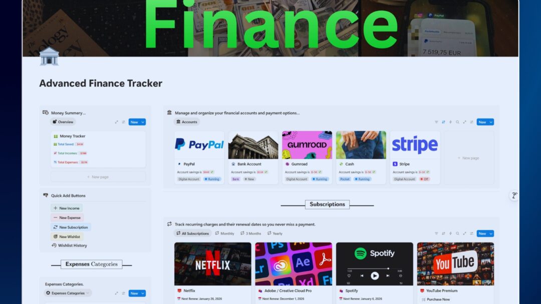 Advanced Finance Tracker & Wishlist Manager – Notion Template