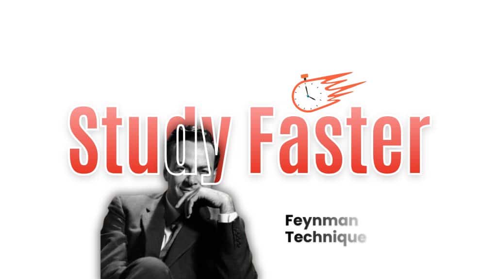 Study faster illustration showing a student using a simple study method with notes, timer, and focused environment to learn in less time