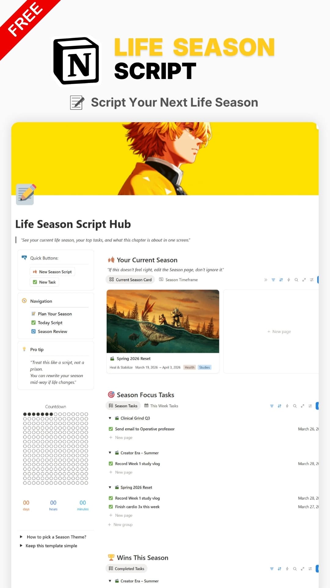 Effortless Life Season Notion Template – Life Season Script 3 Life Season Script Notion Template Full page