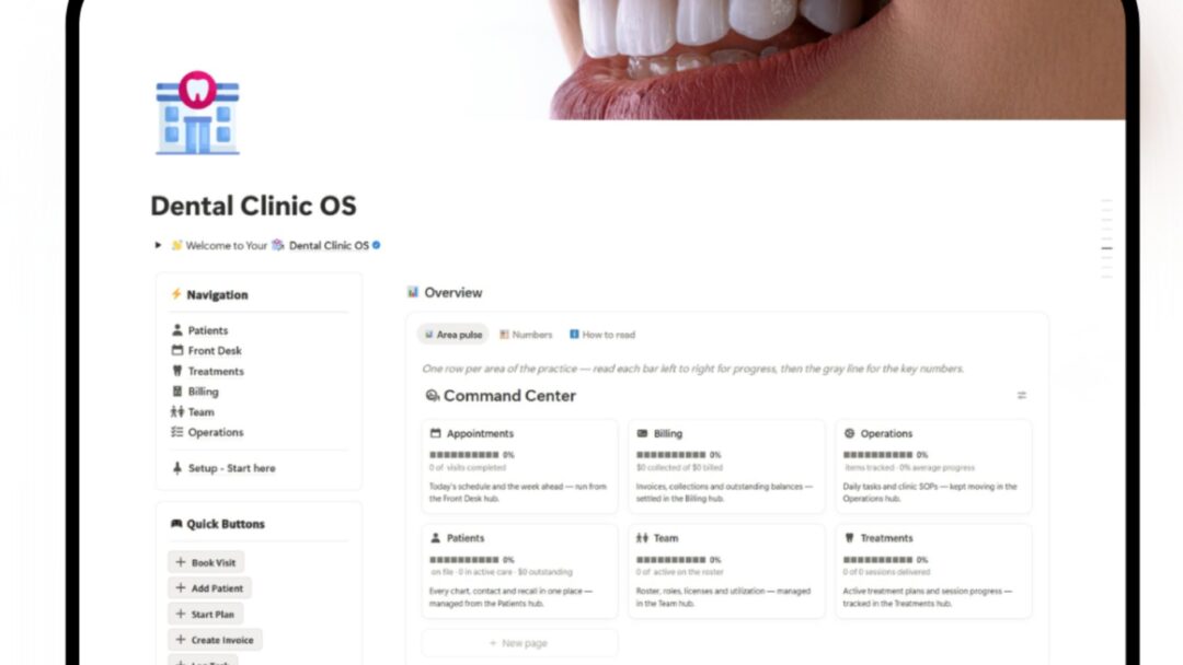 Dental Clinic OS: The Complete Notion Template for Dentists