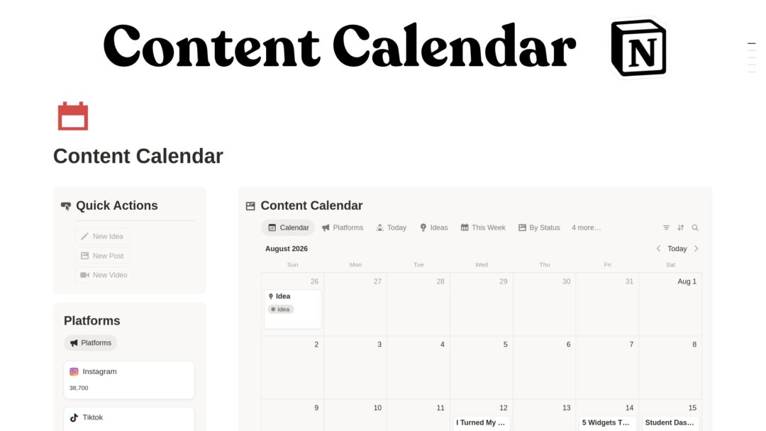 Content Calendar Notion Template