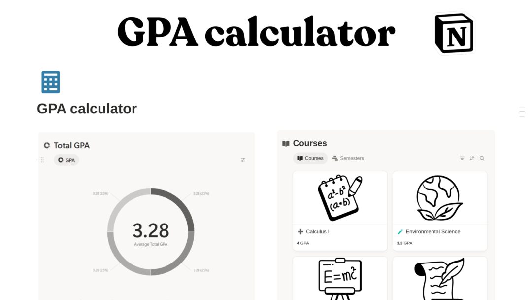 GPA Calculator Notion Template