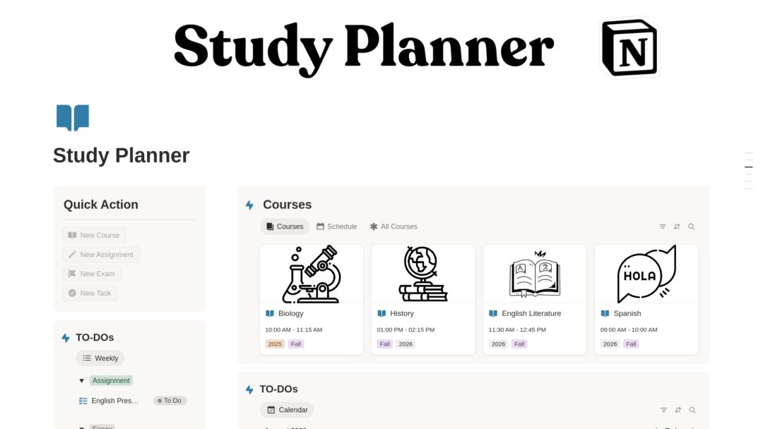 Study Planner Notion Template