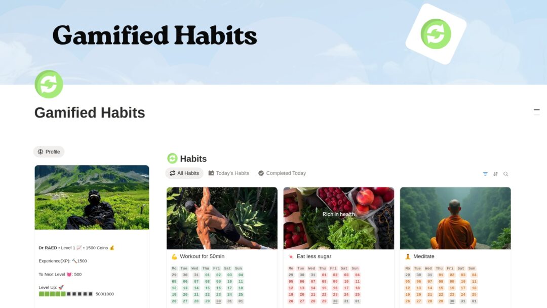Notion Gamified Habits Tracker